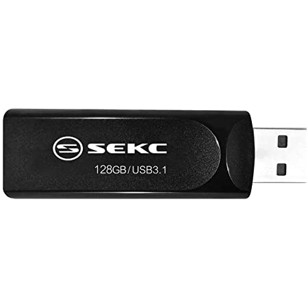 【Amazon.co.jp 限定】SEKC USBメモリ 128GB 高速 USB 3.1対応(Type-A Gen 1) 最大読出速度130MB/s スライド式 ブラック SKD67128G