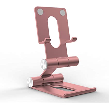 スマホ用のスタンド Switchスタンド タブレットスタンド 携帯電話用スタンド ホルダー 卓上 折り畳み 多機能 アルミ合金 角度調整可能 (ピンク)