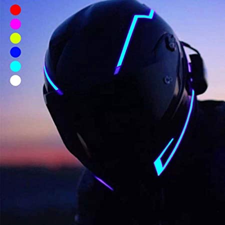 X-STYLE バイクヘルメット用 イルミネーション ラインLEDテープライト 3モード切り替え 常時点灯・点滅・ストロボ 防水 3M 超薄型 ヘルメット装飾用 安全反射 汎用 (ブルー)