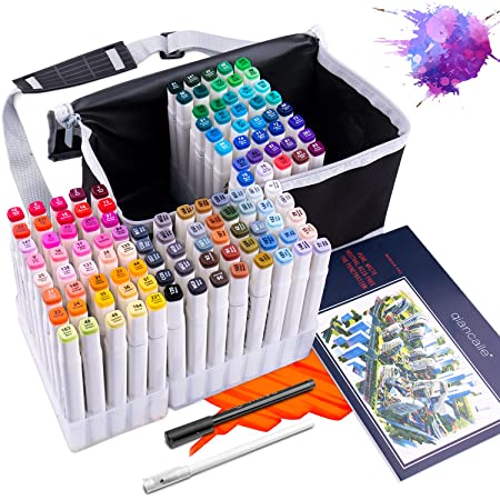 Ohuhu 筆タイプ 120色 マーカーペン 筆先 筆・細字 ふでタイプ ブレンダーペン付き イラストマーカー 鮮やか 手帳 イラスト 色塗り 塗る絵 カード DIY 子供 大人