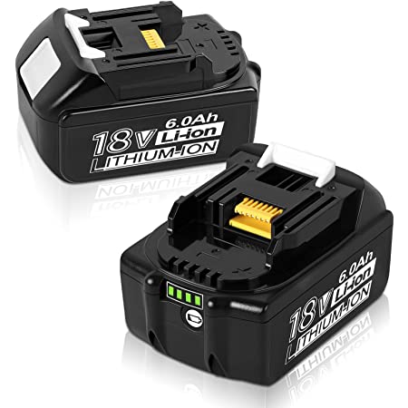 互換マキタ 18V バッテリー 2個セット ライト付き残量表示でき BL1860B BL1830 バッテリー 6000mAh 大容量 2個セットPSE認証済 電動工具用バッテリー BL1840 BL1850 BL1850B BL1860対応