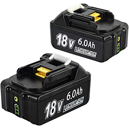 互換マキタ 18V バッテリー 2個セット ライト付き残量表示でき BL1860B BL1830 バッテリー 6000mAh 大容量 2個セットPSE認証済 電動工具用バッテリー BL1840 BL1850 BL1850B BL1860対応