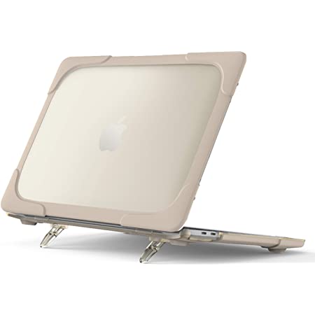 ProCase MacBook Air M1 / Air 13″ ケース 2020 2019 2018 衝撃吸収 軽量 ハードシェル ARMOR保護カバー 折りたたみ式タンド付き 適用機種：Apple MacBook Air 13″ M1 (A2337)、MacBook Air 13″ (A2179 A1932 A2337) -カーキ