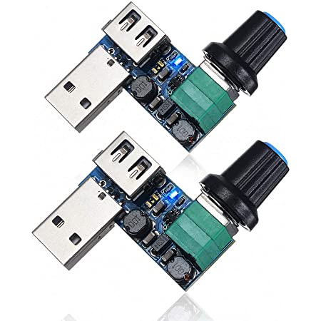 Aideepen USBファン無段階速度コントローラーDC 5Vミニ回転制御ポテンショメータ スピードレギュレーター変速スイッチ スピードコントローラモジュール、LED調光・ファン・ボリューム用電力調節器