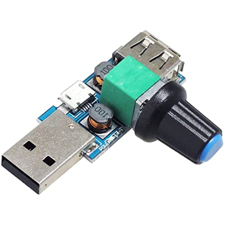 Aideepen USBファン無段階速度コントローラーDC 5Vミニ回転制御ポテンショメータ スピードレギュレーター変速スイッチ スピードコントローラモジュール、LED調光・ファン・ボリューム用電力調節器