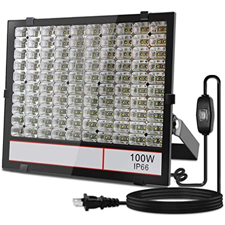 LED 投光器 100W 作業灯 耐久型 フラッドライト 3mコード アース付きプラグ PSE適合 看板灯 街路灯 駐車場灯 防塵防水 IP66 昼光色 2年保証