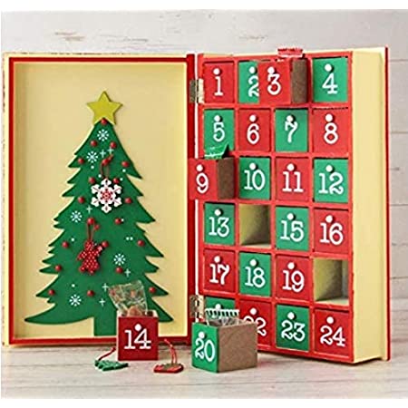 Valery Madelyn　クリスマス　カレンダー　木制　LED付き　ホワイト　バウス型　お菓子诘合せボクス　クリスマス　飾り　デコレーション　置物　ギフト　プレゼント　可愛い　LEDライト