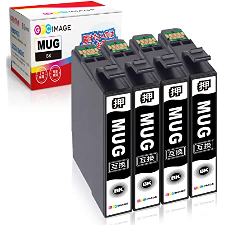 GPC Image エプソン対応 MUG-4CL マグカップ 互換インクカートリッジ 合計7本 ( MUG 4色パック+ MUG-BK 3本）Epson用 EW-452A EW-052A 互換インク 残量表示機能 2年保証 個包装 大容量