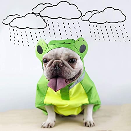 ABRRLO 犬用レインコート 雨具 カッパ 猫犬服 ペット用合羽 四つの足 ドッグウェア 帽子付 反射テープ 防水 汚れ防止 軽量 通気性 着脱簡単 中小型猫犬 散歩用 梅雨対策 雨の日 (3L, イエロー)