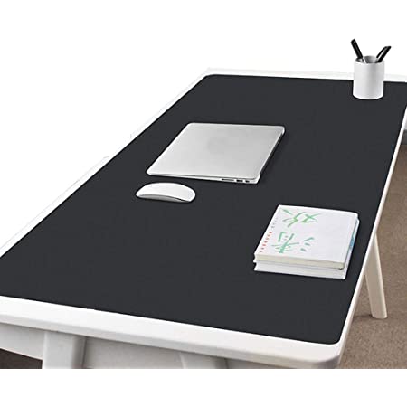 KEVMIYA 人工皮革素材の机のための パッド、90X43X0.2cm、ホームデスクおよびオフィステーブルのための完璧なマット、フィレット付き防水および長方形、両面 (黒＋赤)