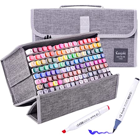 hosum マーカーペン イラストマーカー 100色 セット 水彩ペン 2種類のペン先 太字 細字 油性コミック用 塗り絵、描画、落書き、学習用の カラーペンセット