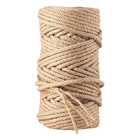 麻ロープ6mmYangbaga麻縄 麻紐 ジュートロープ 爪とぎ 爪を磨き キャットタワー用 キャットクライミングフレームの修理の代替品 手作り DIY 園芸 ボールが 含まれています（50M）