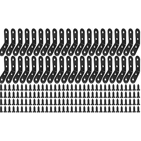 NZCMYX l字金具 黒 棚受け金具 ステンレス鋼L字型ブラケット40個 ネジ付き 直角ブラケット (50×50×16mm)