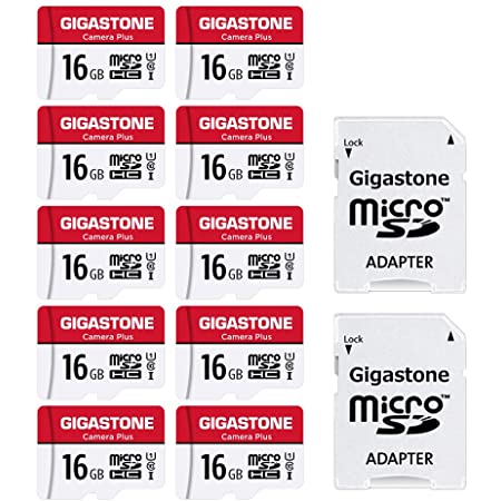 Gigastone Micro SD Card 16GB マイクロSDカード フルHD 10Pack 10個セット 2 SDアダプタ付 2 ミニ収納ケース付 w/adapter and case SDHC U1 C10 85MB/S 高速 micro sd カード Class 10 UHS-I Full HD 動画