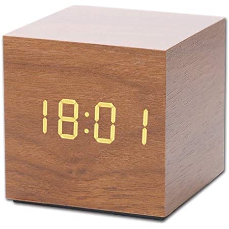 木製置き時計-大音量時間記憶と温度顕示があり筆立てが付く-日本語説明書付き