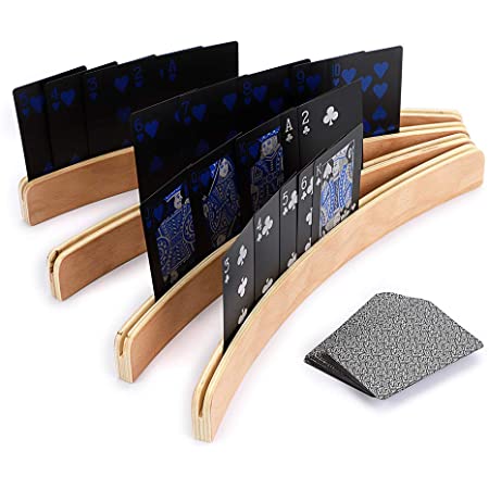 Sumnacon 木製 カードスタンド カードゲーム ボードゲーム カード立て トランプ スタンド 湾曲 アーク形 4本セット