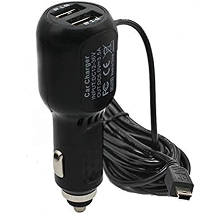 車載アダプター ドライブレコーダー用電源 DC 12V/24V 対応 Mini USB 1ポート 2ウェイ シガーソケット充電器3.5M 車用 GPS、携帯電話、DVR、タブレットPC、PDA、DVD録音機などに適用ドライブレコーダー 電源ケーブル(10011-ミニプラグMini)