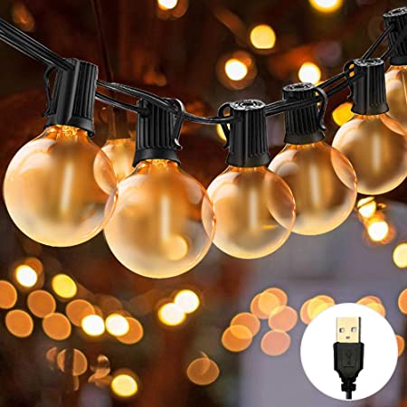 BRTLX 最新型 LEDストリングライト PC素材LED電球 USB給電タイプ 7.6m 防雨型 イルミネーションライト 2700k 電球色相当 E12口金 10+2個ソケット クリスマスライト イルミネーション 装飾ライト 誕生日パーティー電飾 結婚式飾り