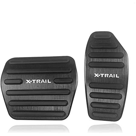 LEXLEYS 日産 新型エクストレイル T32 NT32 HT32 HNT32 アルミ ペダル アクセル ブレーキ カバー 滑り止め付 被せる ゴム X-TRAILカスタムドレスアップ パーツ(ブラック)