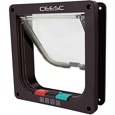 CEESC [アップグレード版]便利な4ウェイロック付きマグネット式キャットドア、フラップドアの内装用エクステリア用の専用エントリ (XL 内寸：22.5×19.5×5.5cm, 白い)