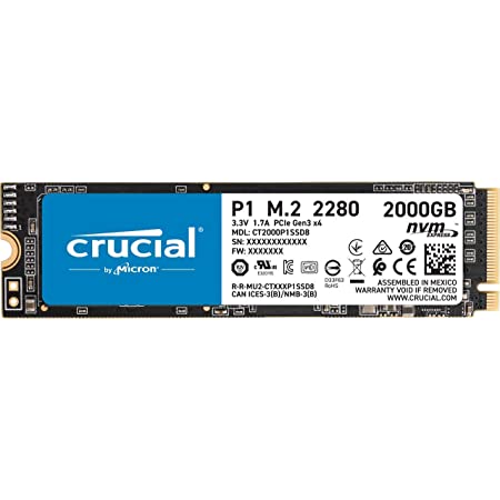 Crucial SSD M.2 2000GB P1シリーズ Type2280 PCIe3.0x4 NVMe 5年保証 正規代理店保証品 CT2000P1SSD8JP