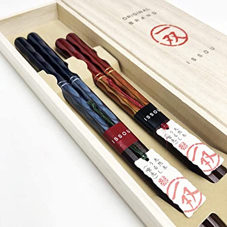 イシダ 日本製 ギフト 桐箱 箸置付 夫婦箸 ありがとう 14×27.5×2.5cm