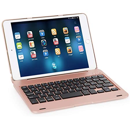 iPad mini5キーボードケース iPad mini5/mini4/mini3/mini2/mini兼用ケースキーボード 脱着式 スタンド機能 ペンシル収納 軽薄型 色鮮やかお洒落 手帳型 全面保護 (イエロー)