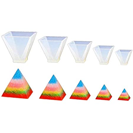 Kinbelle ピラミッド シリコンモールド 5個セット オルゴナイト ピラミッド型 エポキシ樹脂 樹脂粘土 抜き型 キット ＤＩＹ道具 宝石 花
