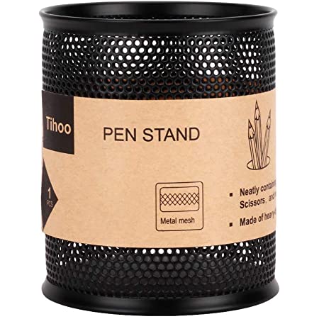 ペンスタンド ペンたて おしゃれ 文具収納ボックス 筆立て 金属メッシュ オフィス 多機能の筆立て ペン立て（ペンスタンド）丸型 ブラック