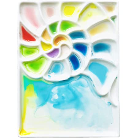 セラミックアーティストペイントパレット ミニ波紋 水彩画トレイ混合磁器パレット 画家学生やアートスタジオ