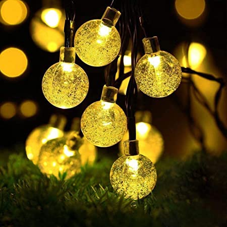 SOLARMKSソーラーストリングライト、屋外ストリングライト100 LEDフェアリーライトクリスマス、パティオ、芝生、庭の装飾用の防水銅線ライ,オフホワイト,2点セット