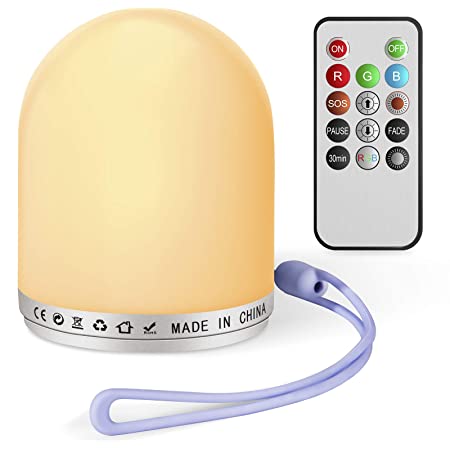 BMK ナイトライト ベッドサイドランプ 調光 RGB調色 USB充電式 LEDライト SOSモード防災 常夜灯 リモコン式 タイマー機能 雰囲気作り 子ども かわいい キャンプ 授乳ランプ 間接照明