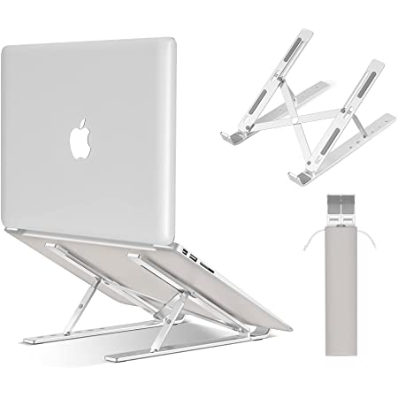 ノートパソコンスタンド パソコンスタンド PCスタンド 高さ/角度調整可能 姿勢改善 腰痛/猫背解消 折りたたみ式 アルミ合金 pcスタンド 軽量PC/MacBook/ラップトップ/iPad/タブレット スタンド （銀）