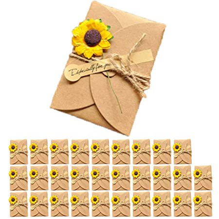 Nanmara メッセージ カード グリーティングカード 誕生日カード ミニメッセージ 封筒 30枚セット (黄)
