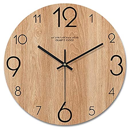 壁掛け時計 木製 サイレント 連続秒針 透かし彫り アナログ クロック 掛け時計 インテリア ブラウン ウオールクロック