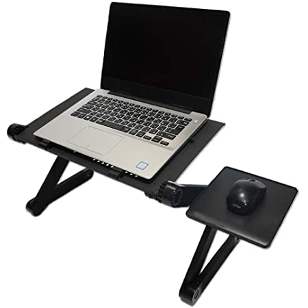 ノートパソコンスタンド PCスタンド 折りたたみ式コンピューターデスク 角度調整可能 マウスボード付き 多機能 姿勢改善 腰痛/猫背解消