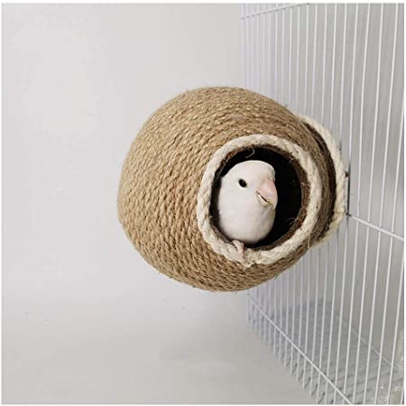 mecoco オウムの巣 ケージ インコ 小動物用ハウス リスハウス ハムスターおもちゃ ココナッツ殻 天然素材 はしごのおもちゃ付き