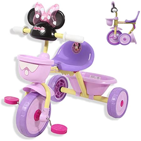 子供用自転車 折りたたみ三輪車 持ち運びに便利なトロリー ベビーディズニーグッズ三輪車 折りたたみ式バランスカー610X720X470mm (Color : Purple)
