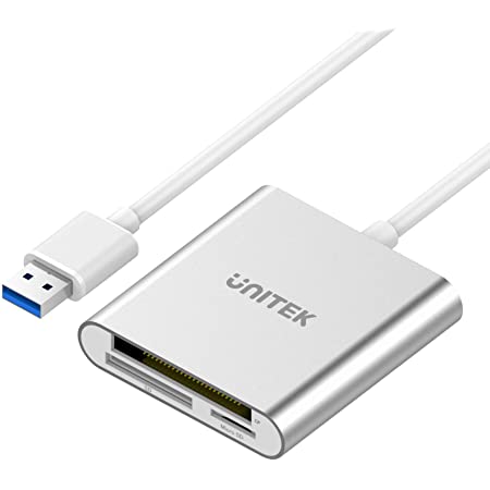 CFカードリーダー、Rocketek 5Gbps USB マイクロsdカードリーダー 、USB3.0メモリーカードリーダーアダプターサポート7枚のカードをに読み取るCF/SD/TF/XD/MS/MicroSD（MSカードをサポート）, MacOS、Windows、Linux、Chrome用の, sdカードリーダー