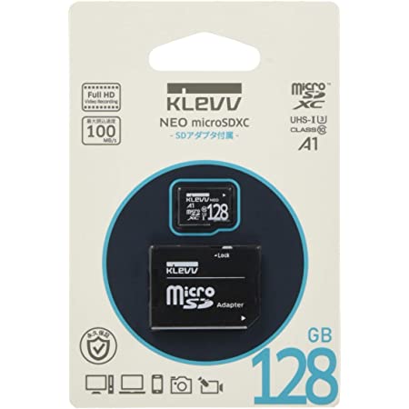 KLEVV microSDXC 128GB UHS-I U3 Class10 V10 A1 最大読込:100MB/s 最大書込:56MB/s K128GUSD3U3-NJ