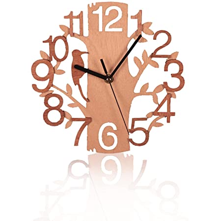 1個 掛け時計 モダンなデザイン 木製 室内 連続秒針 ホーム オフィス リビングルームの装飾