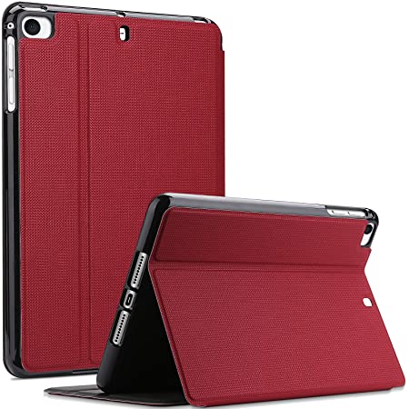 ProCase iPad Mini 5/4/3/2/1 保護ケース 軽量 フォリオ スマートカバー スタンド機能付き 適用端末：iPad Mini 5 （2019）/ Mini 4, Mini 1 2 3‐レッド