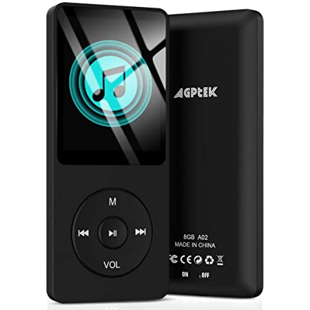 MP3プレーヤー AGPTEK 32GB内蔵 Bluetooth5.0 mp3プレイヤー 3D曲面 音楽プレーヤー スピーカー内臓 HIFI超高音質 2.4インチ大画面 スピーカー内蔵 デジタルオーディオプレーヤ 小型 超軽量 FMラジオ 録音 最大128GBまで拡張可能 日本語説明書付き