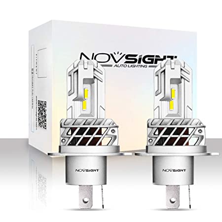 NOVSIGHT ledヘッドライト H4 ファンレス LEDバルブ フォグランプ 10000LM(5000LMx2) 40W(20Wx2) 6000Kホワイト 一体型 2個セット 2年保証