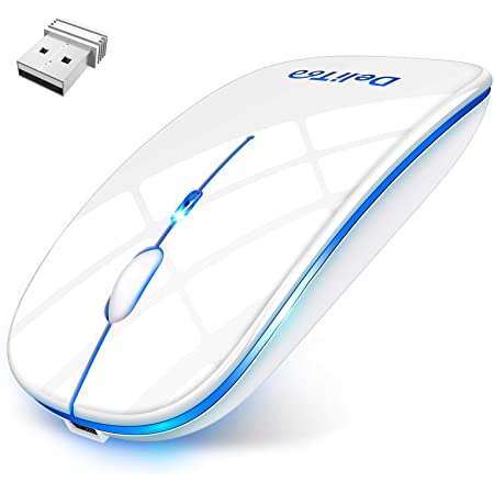 【Bluetooth5.0 七色ライト付き】 ワイヤレスマウス Bluetooth マウス 静音 無線 マウス 超薄型 2.4GHz 高精度 USB充電 800/1200/1600DPI 省エネモード 持ち運び便利 簡単接続 Mac/Windows/surface/Microsoft Pro/iPad/Androidに対応 DeliToo