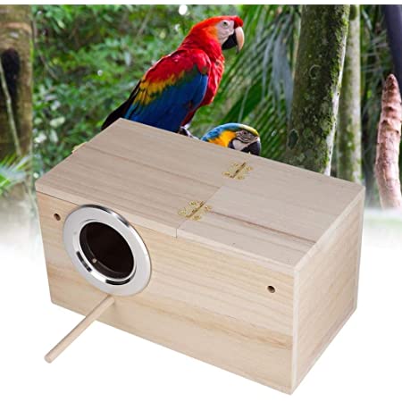 無毒な木製の鳥の巣、インコの交尾ボックス、セキセイインコ用(Right opening)