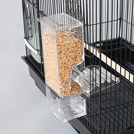 鳥用フードフィーダー 鳥用自動給餌器 餌やり 餌入れ 給餌機 バードフードフィーダー 組み立て簡単 インコ オウム 文鳥 鳥の餌箱 透明 見える(＃１)