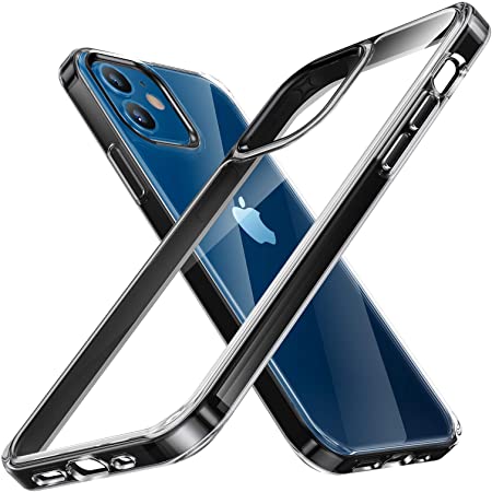 TORRAS iPhone 12 mini 用 ケース 5.4インチ 透明 青いバンパー メッキ加工 薄型 軽量 衝撃吸収 ソフトTPU SGS認証 黄ばみなし レンズ保護 アイフォン12 mini 用カバー ネイビーブルー Shiny Series