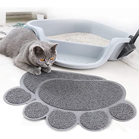 猫用トイレマット AOPUTTRIVER 猫砂マット ふわふわ 防水 滑りとめ 脱臭 水洗いできるマット PVC材質 爪を守る 手入れやすい 食事用のマット（2枚）