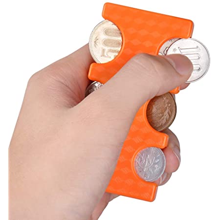 携帯用コインホルダー Fohil コイン 貨幣 コインケース 小銭の整理に便利 コイン収納 コインを分類できる 軽量 コンパクト 片手で取り出せ 小銭財布 オレンジ
